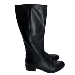Geox Fecility Leather Boots Women‎ Size US 8 EU 39 Black Side Zip Block Heel